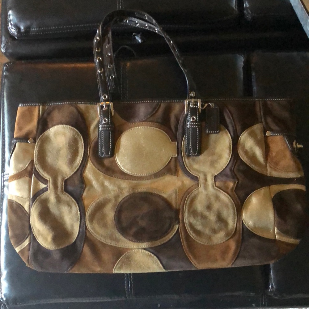 Coach signature suede large tote